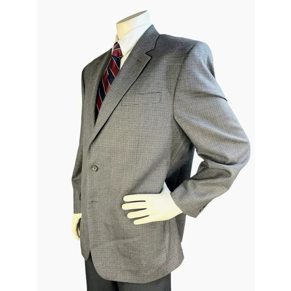 Lauren Ralph Lauren Mens 44R Blazer Wool Jacket Houndstooth Sport Coat